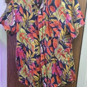 J. Crew Multicolor Leaf Print Casual Shirt